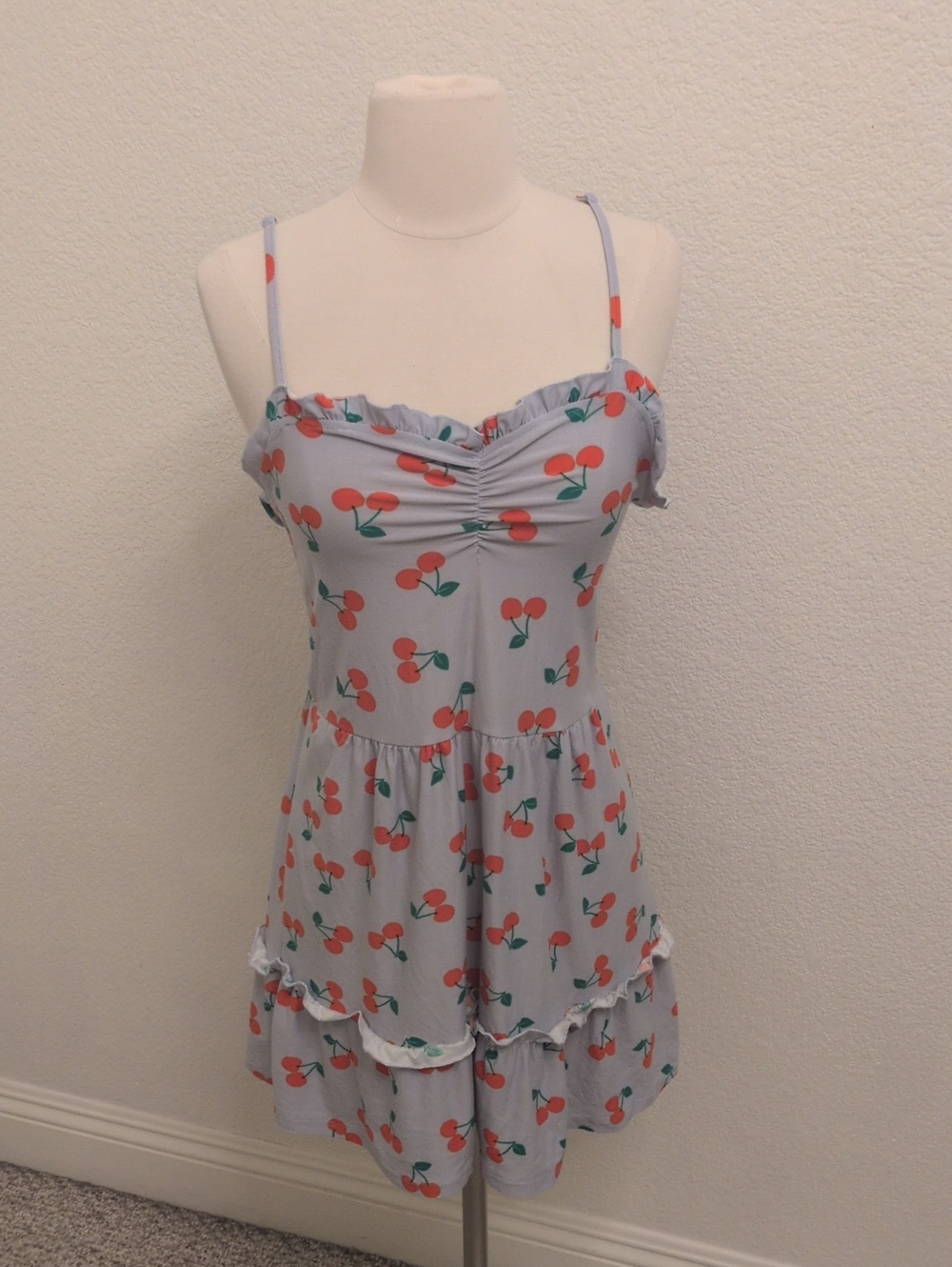 Cherry Babydoll Nightgown Pajama Pj's Chemise Large Cottagecore